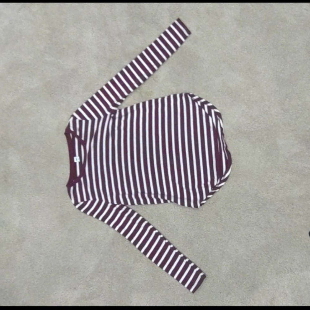 Old Navy Maroon and White Long Sleeve